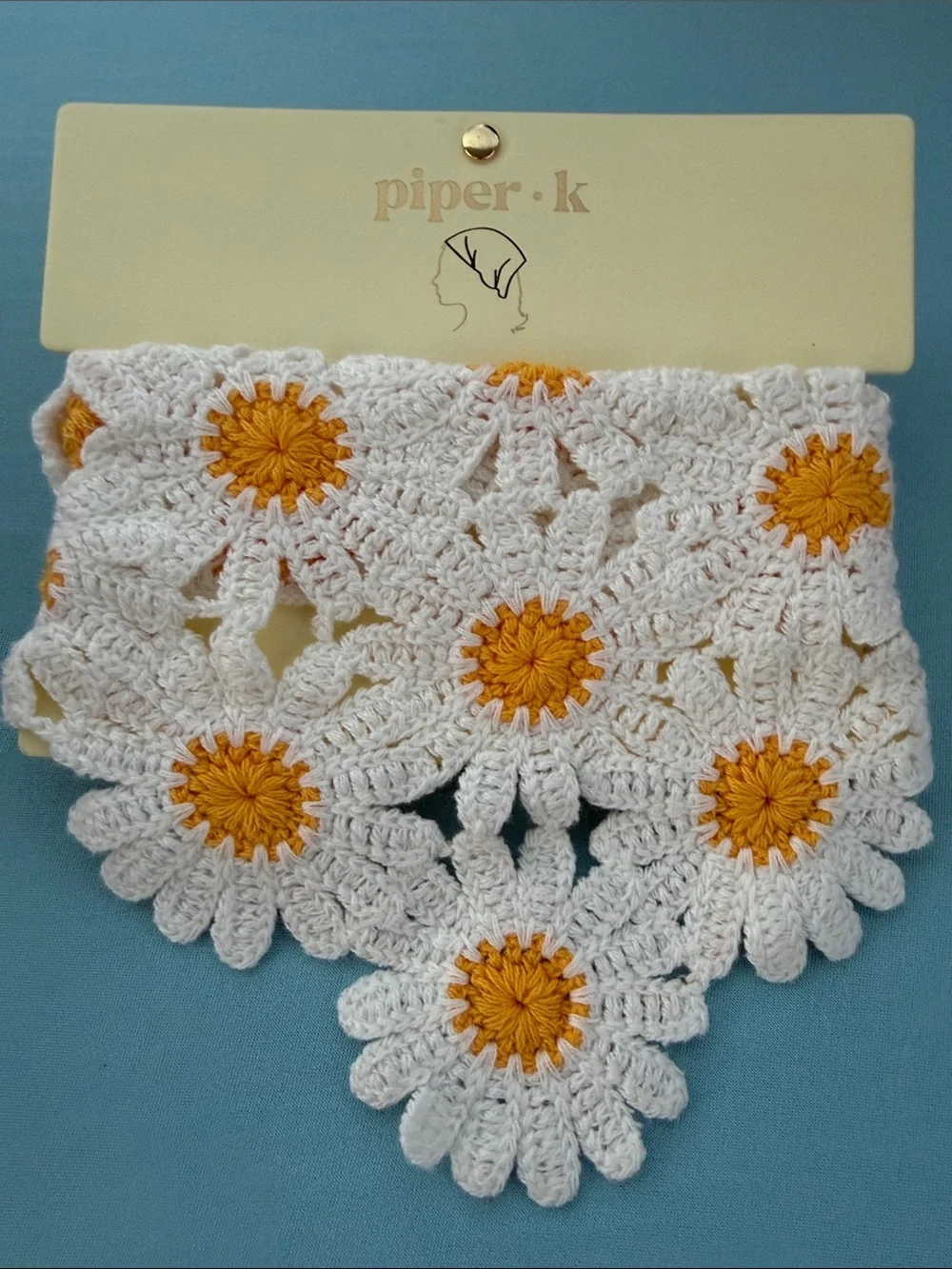 piper·k White and Yellow Crochet Daisy Headband